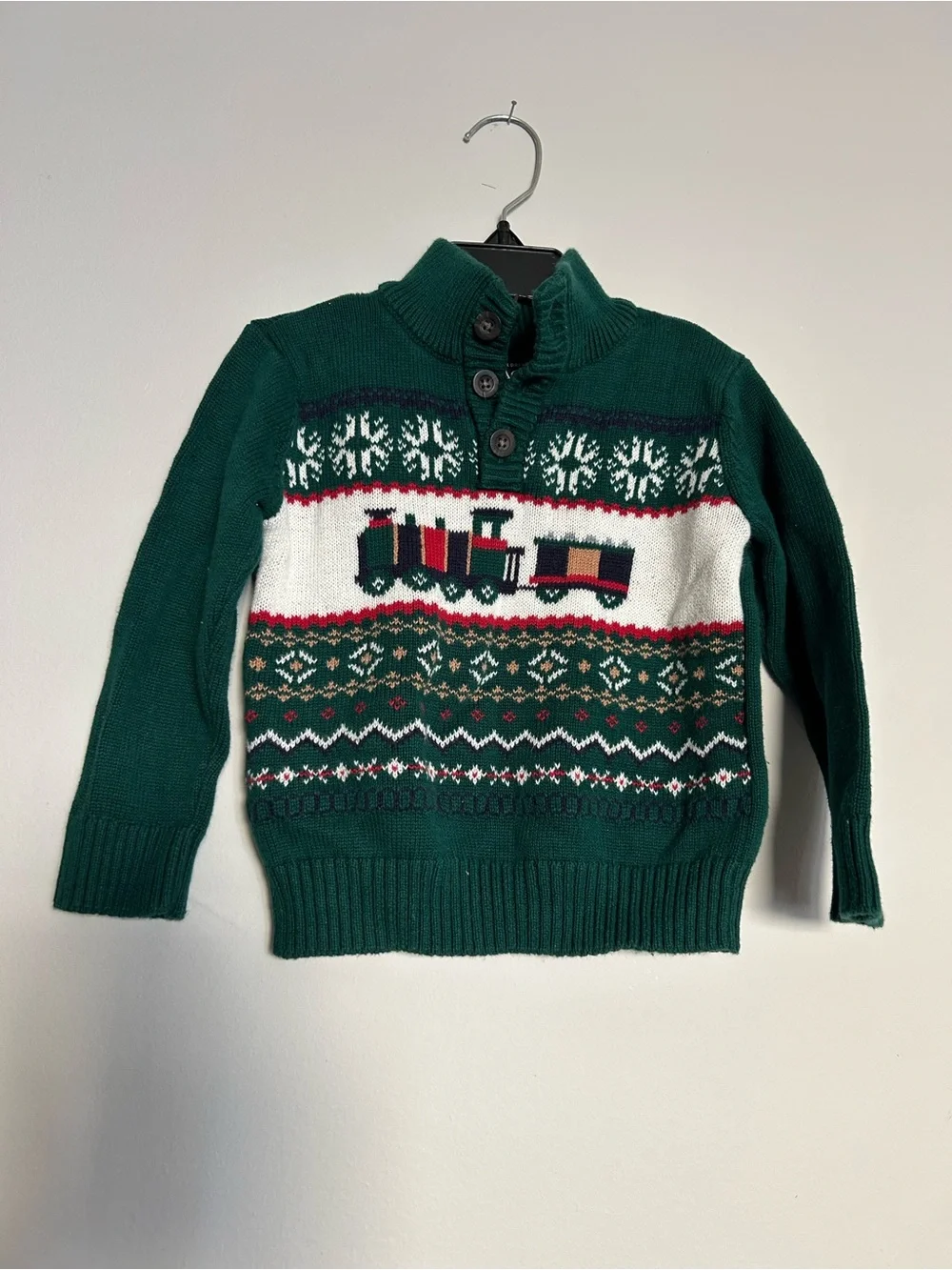 The Children's Place Dark Green Train Turtleneck Sweater Sz 18-24 months
